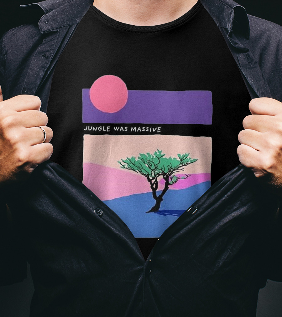 Jungle Was Massive Tree Vintage Sunset Aesthetic Nature Scene T-Shirt