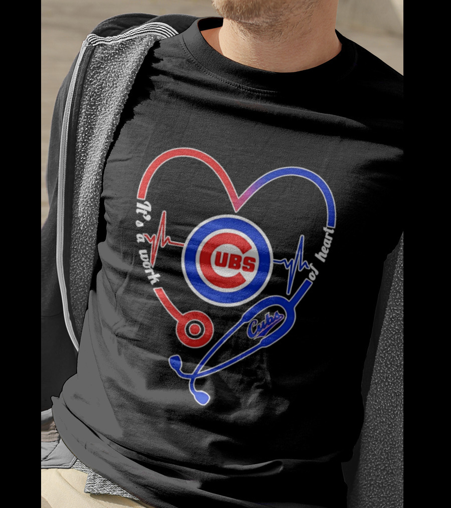 Chicago Cubs Heartbeat Stethoscope Work Of Heart T-Shirt
