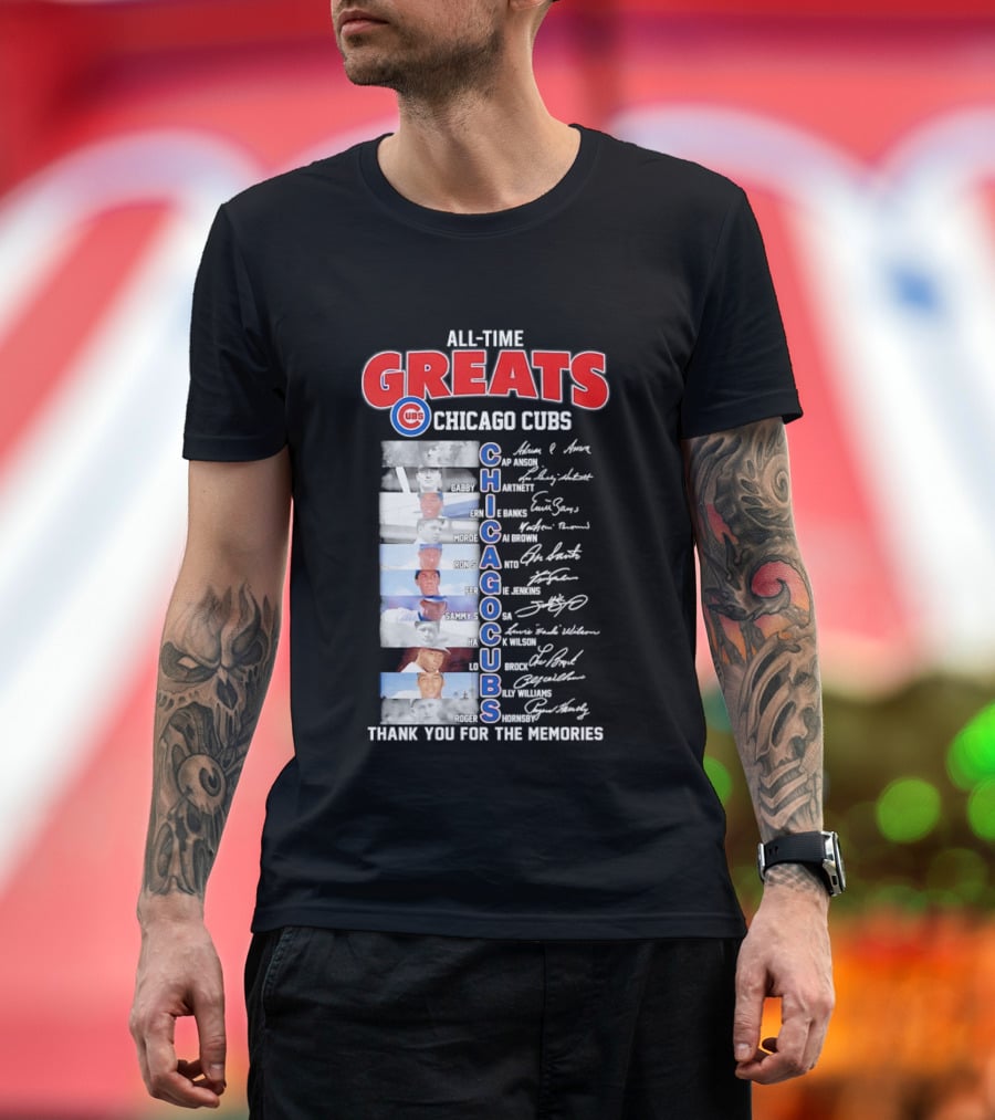 Chicago Cubs All Time Greats Legends And Signatures Thank You For The Memories T-Shirt