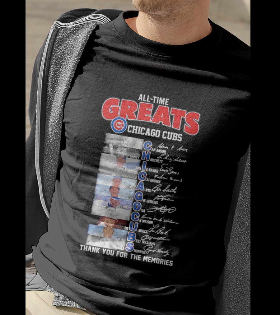 Chicago Cubs All Time Greats Legends And Signatures Thank You For The Memories T-Shirt