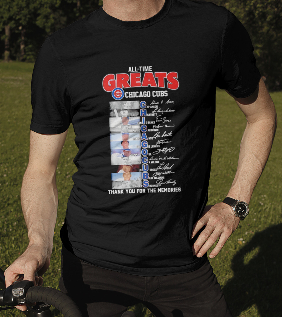 Chicago Cubs All Time Greats Legends And Signatures Thank You For The Memories T-Shirt