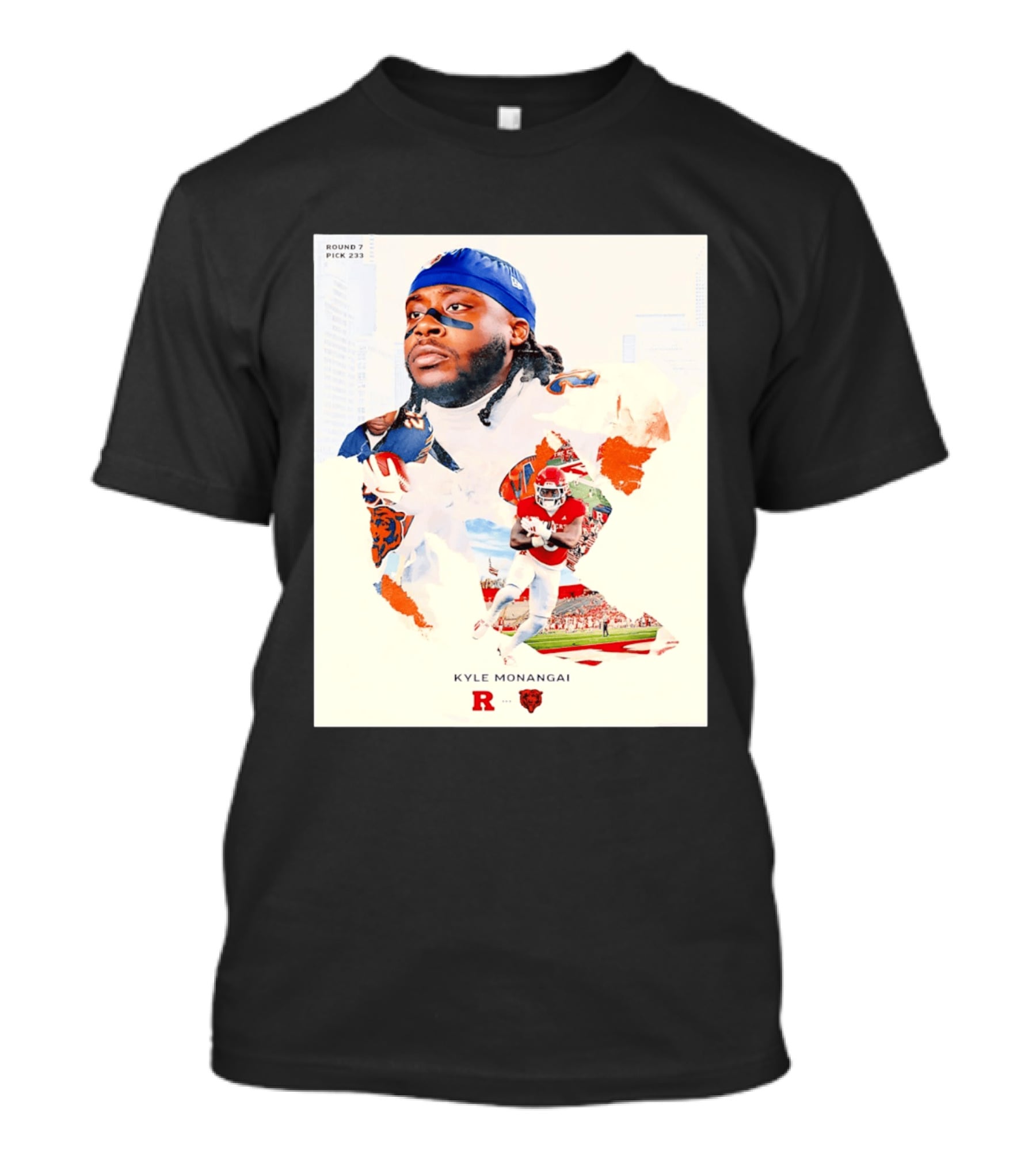 Round 7 Pick 233 Kyle Monangai Chicago Bears Rutgers Football T-Shirt