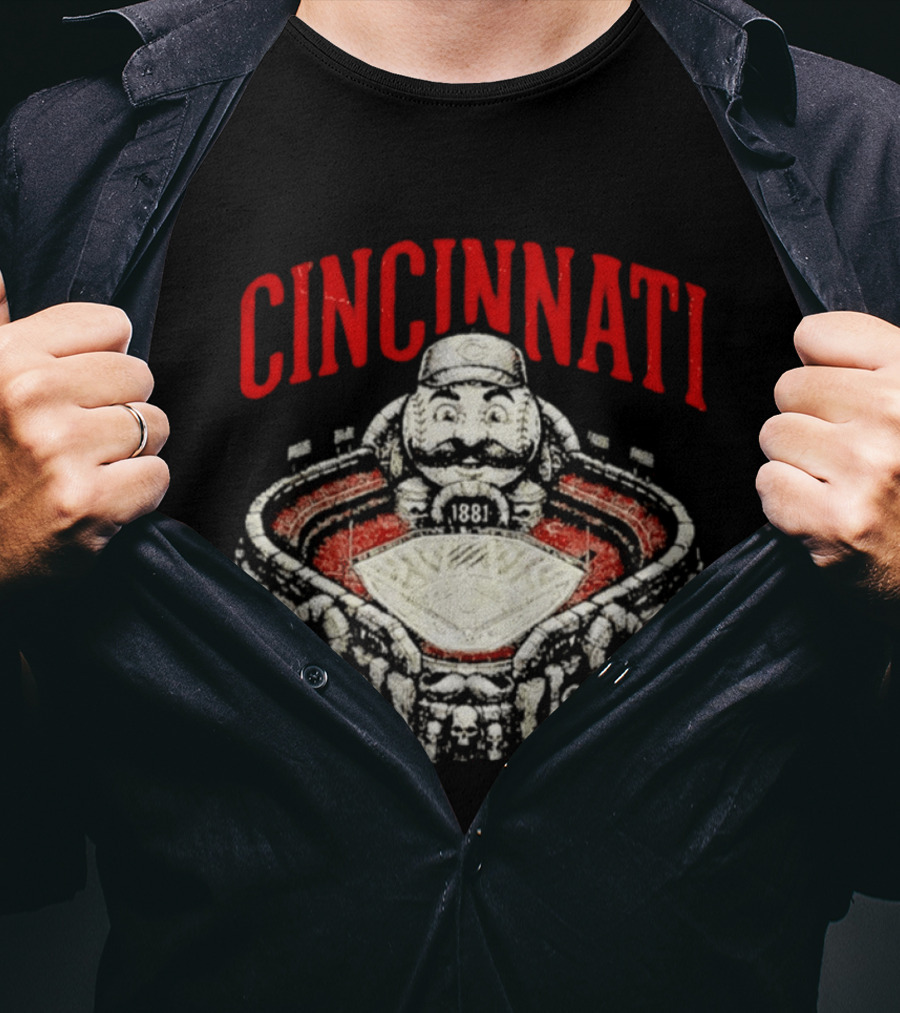Cincinnati Reds Stadium 1881 Mascot Mashup T-Shirt