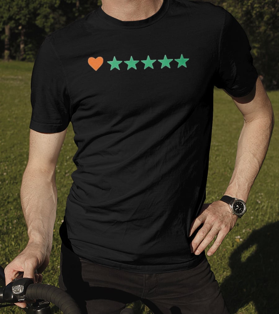 Letterboxd Heart Five Stars Rating System T-Shirt