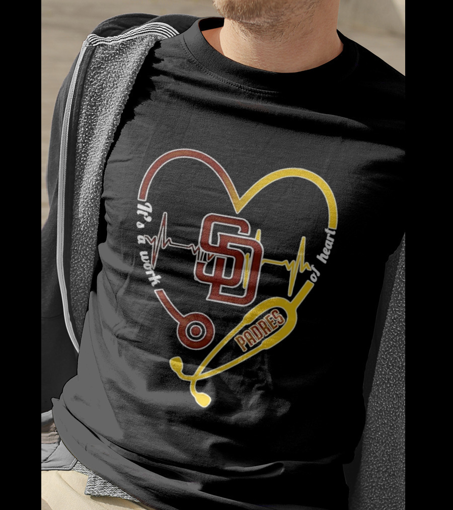 San Diego Padres Heart Soul Stethoscope Work Of Heartbeat T-Shirt
