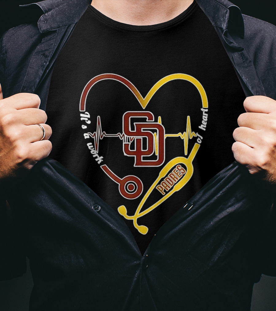 San Diego Padres Heart Soul Stethoscope Work Of Heartbeat T-Shirt
