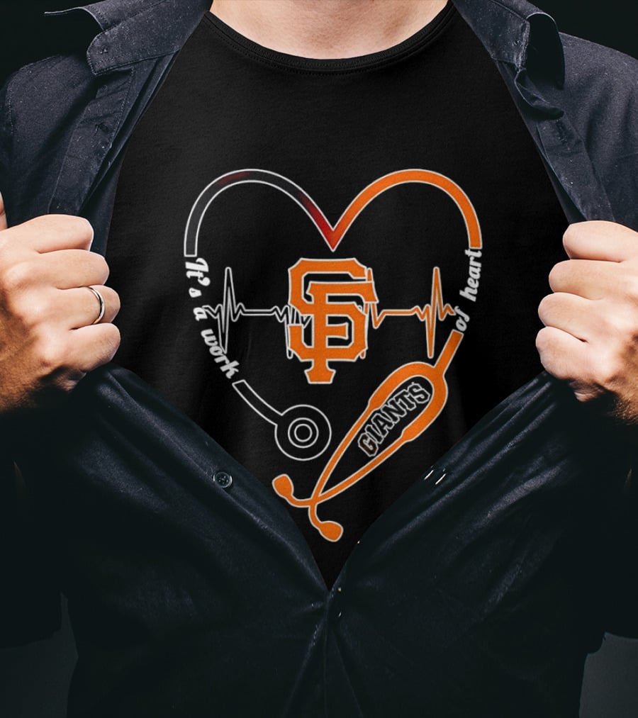 San Francisco Giants Heart Stethoscope Work Of Heart Beat Shape T-Shirt