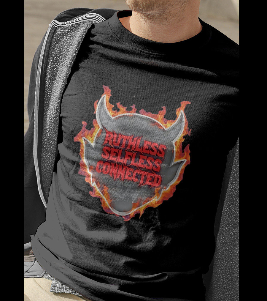 Ruthless Selfless Connected Demon Head Flames T-Shirt