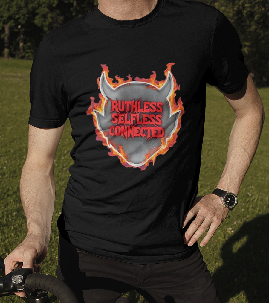 Ruthless Selfless Connected Demon Head Flames T-Shirt