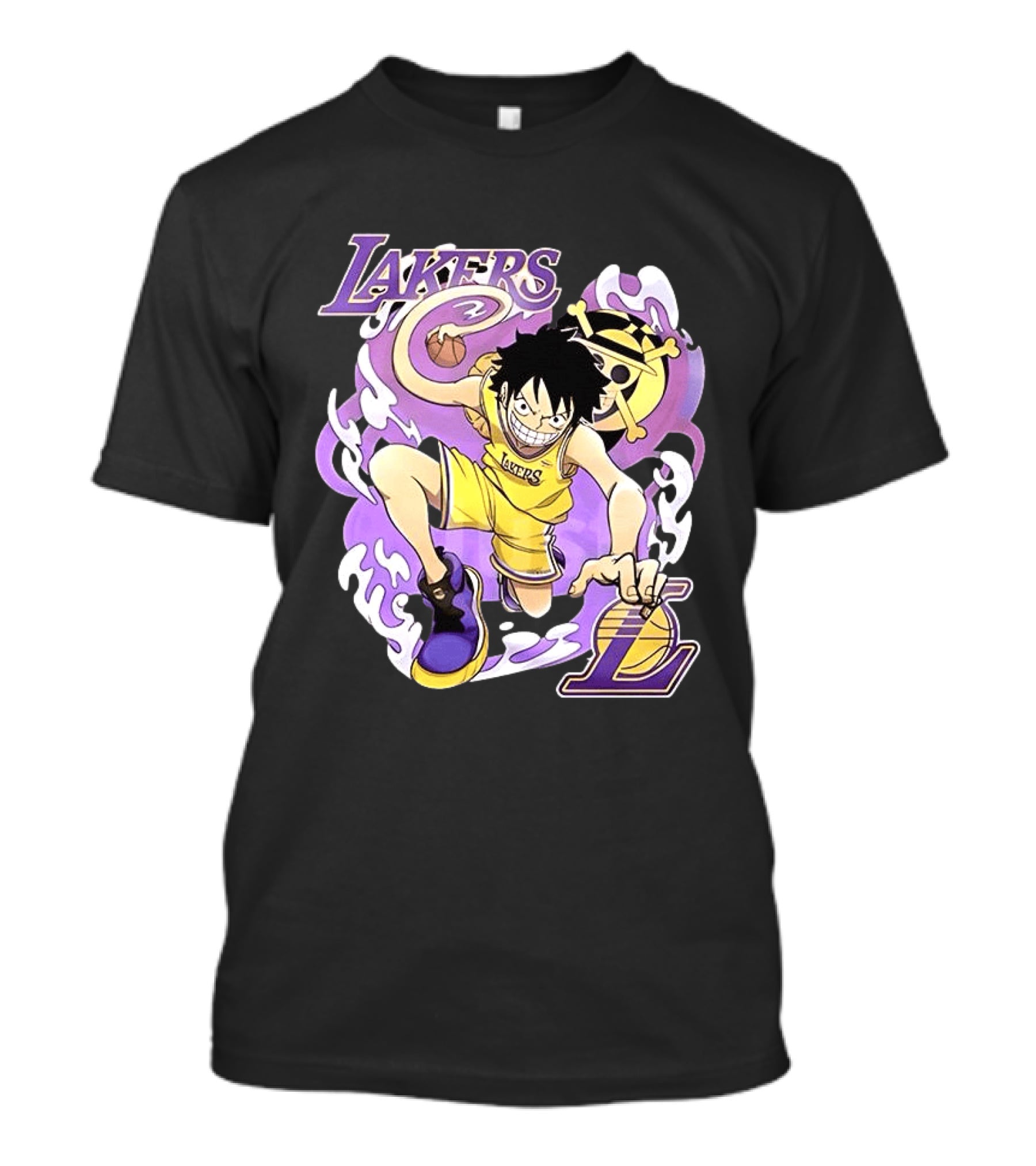 Luffy Lakers One Piece Basketball Anime T-Shirt