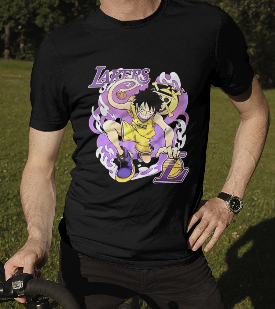 Luffy Lakers One Piece Basketball Anime T-Shirt