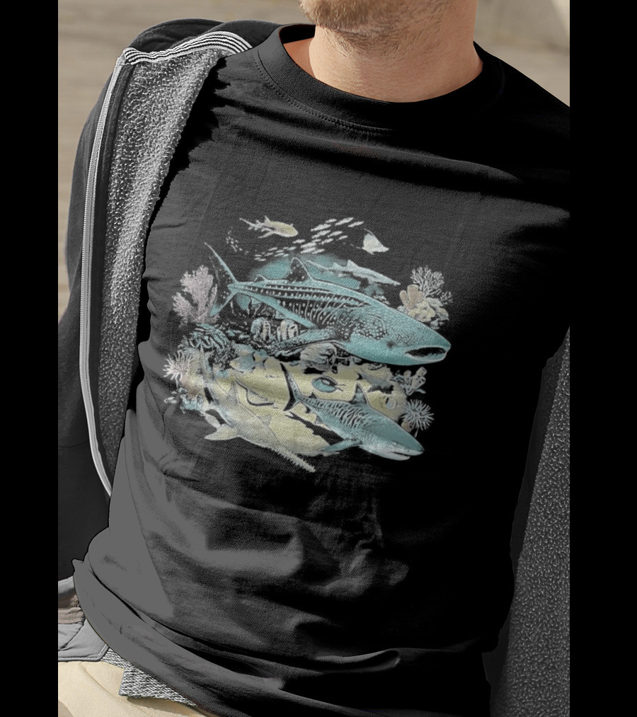 90s Sea Creatures Whale Shark Dolphin Vintage Style Aquatic Life T-Shirt