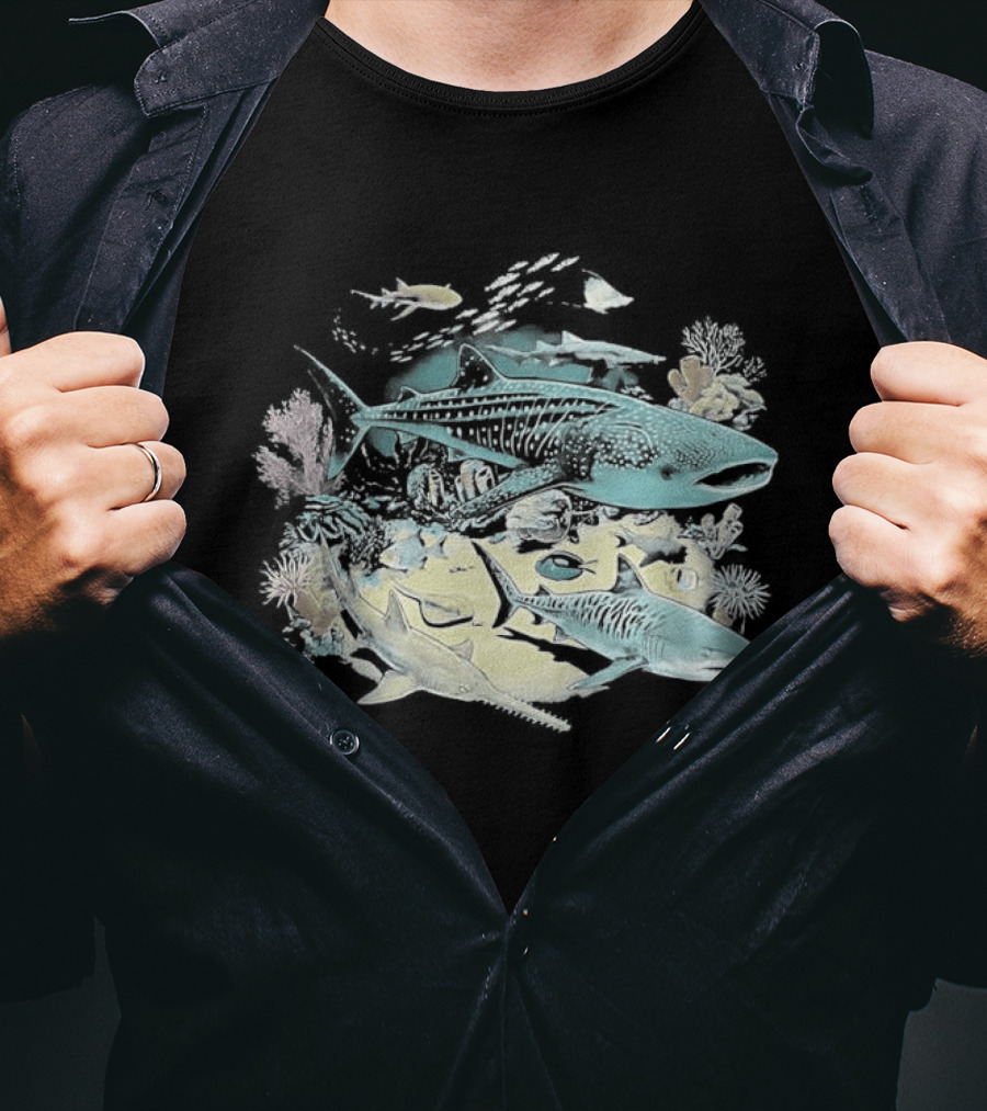 90s Sea Creatures Whale Shark Dolphin Vintage Style Aquatic Life T-Shirt