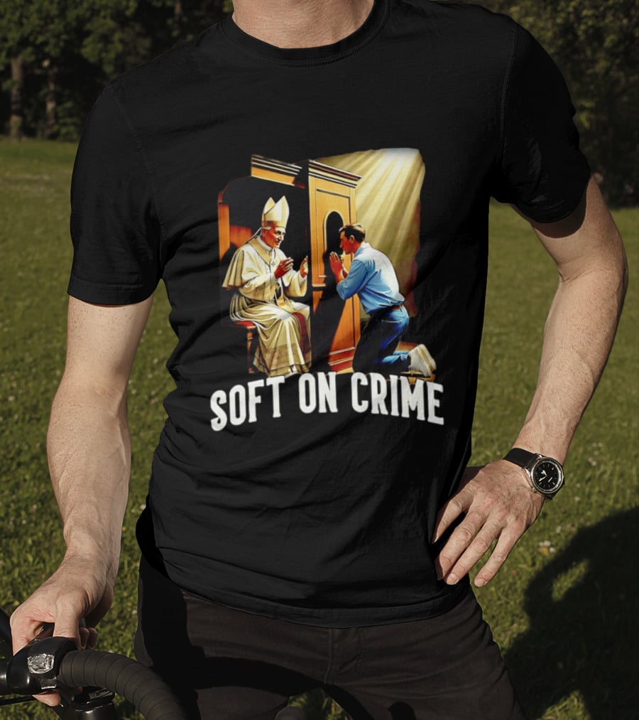 Soft On Crime Confessional Reflection With Penitent And Clergyman T-Shirt