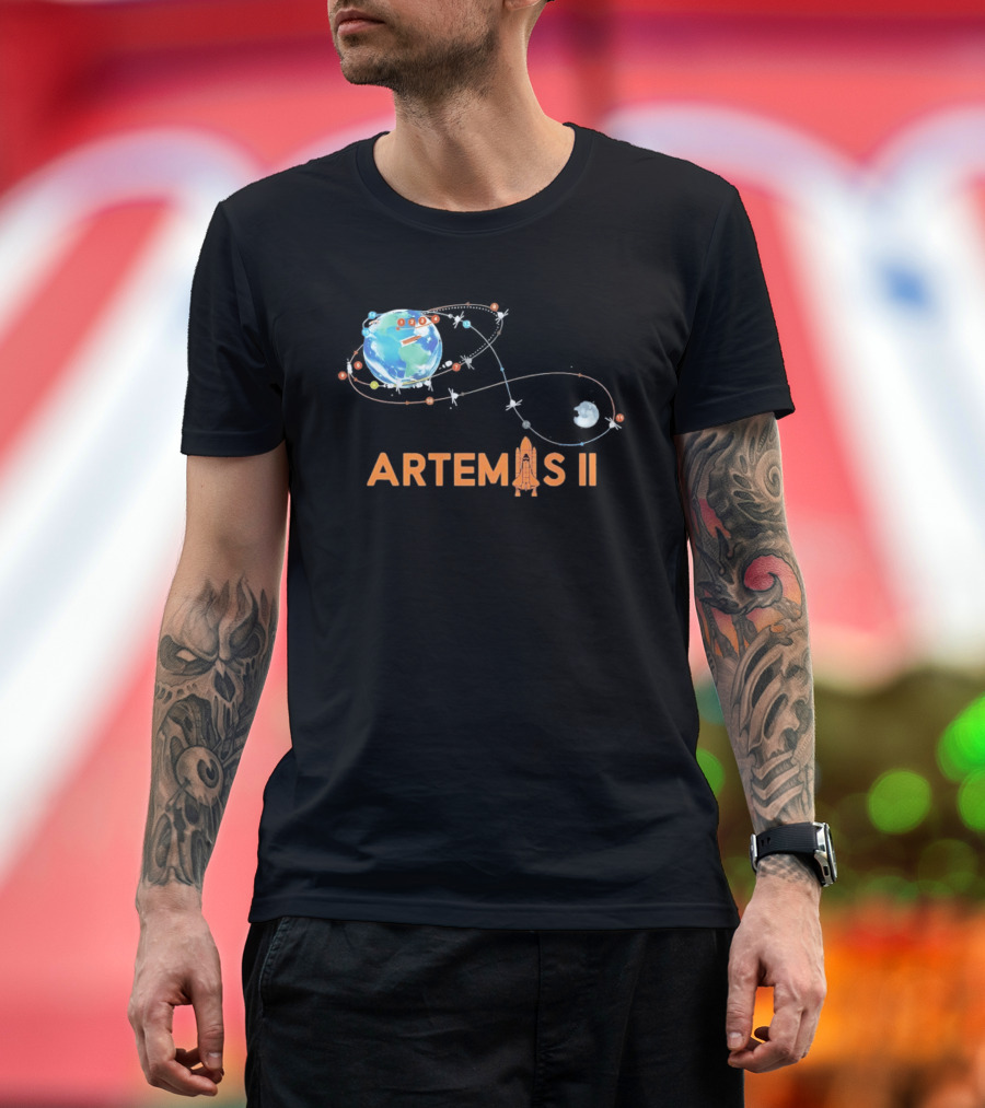 Artemis II Mission Schedule Earth To Moon Trajectory T-Shirt