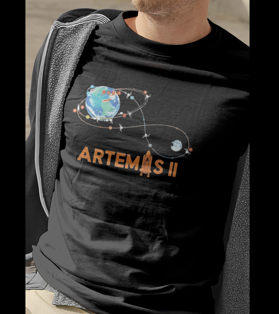 Artemis II Mission Schedule Earth To Moon Trajectory T-Shirt
