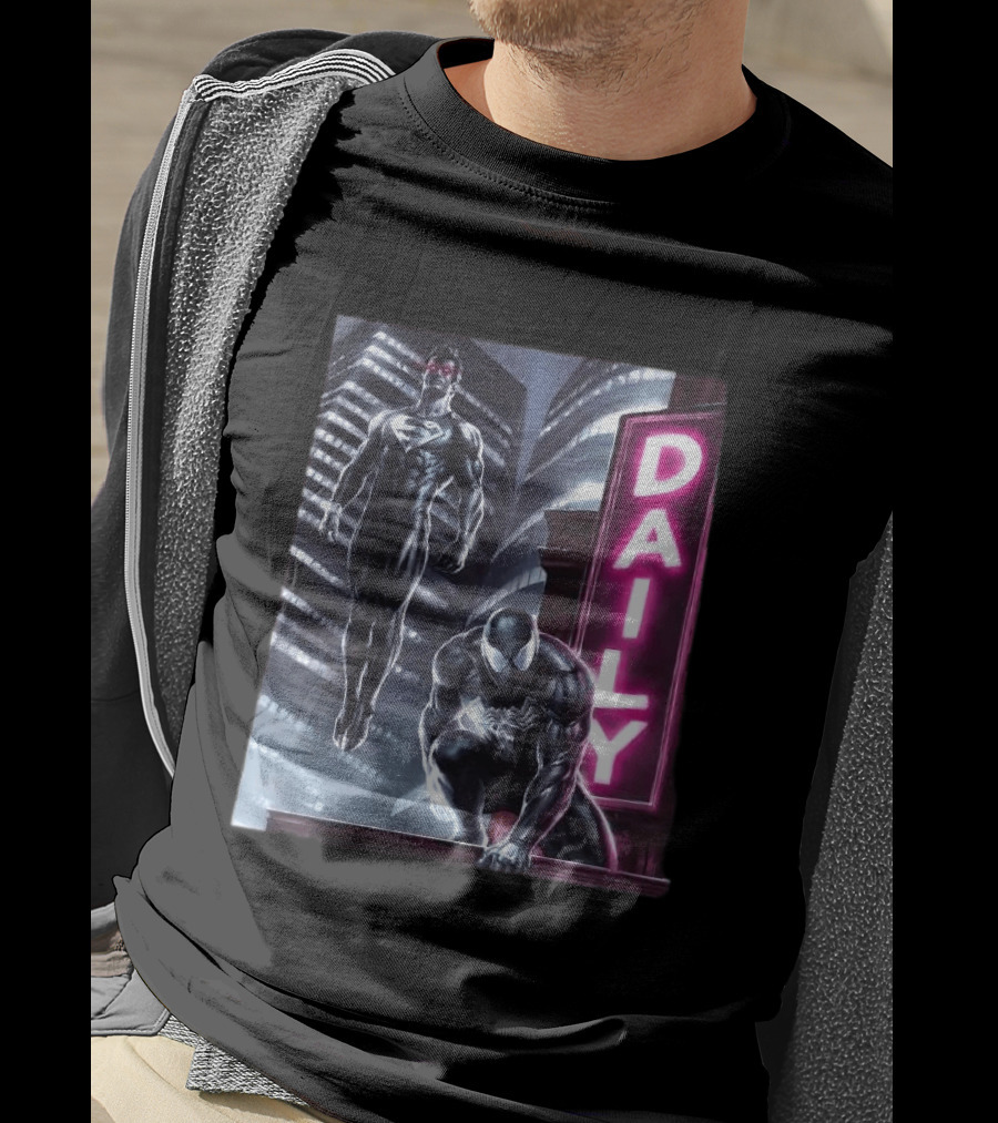 Superman Spider Man Back In Black Daily Planet Superhero T-Shirt