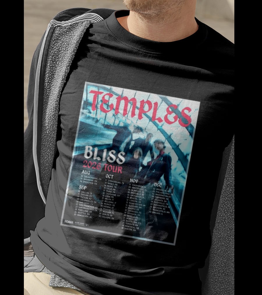 Temple Bliss 2026 Tour Dates August To December T-Shirt