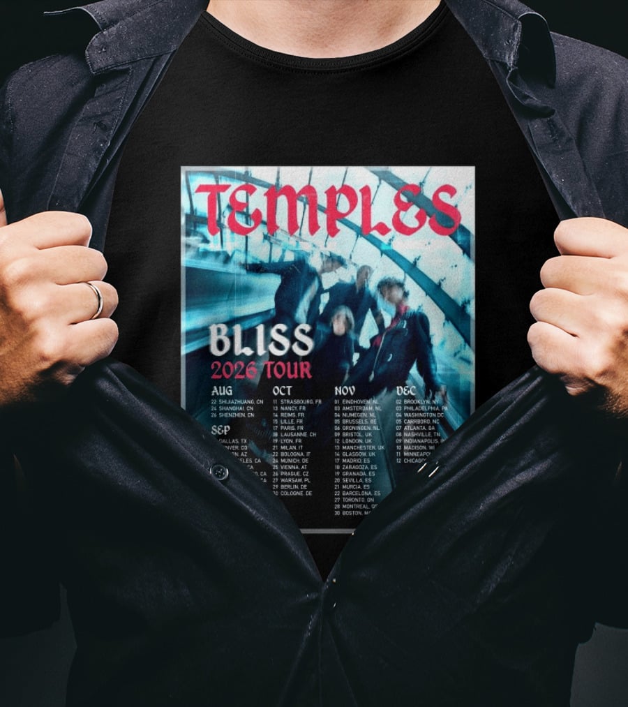 Temple Bliss 2026 Tour Dates August To December T-Shirt