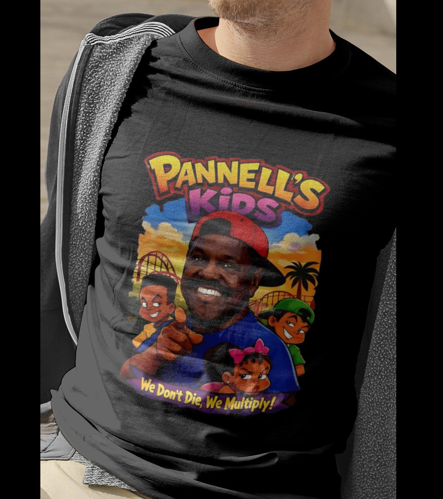 Pannell's Kids We Don't Die We Multiply Theme With Cartoon Characters And Amusement Park T-Shirt
