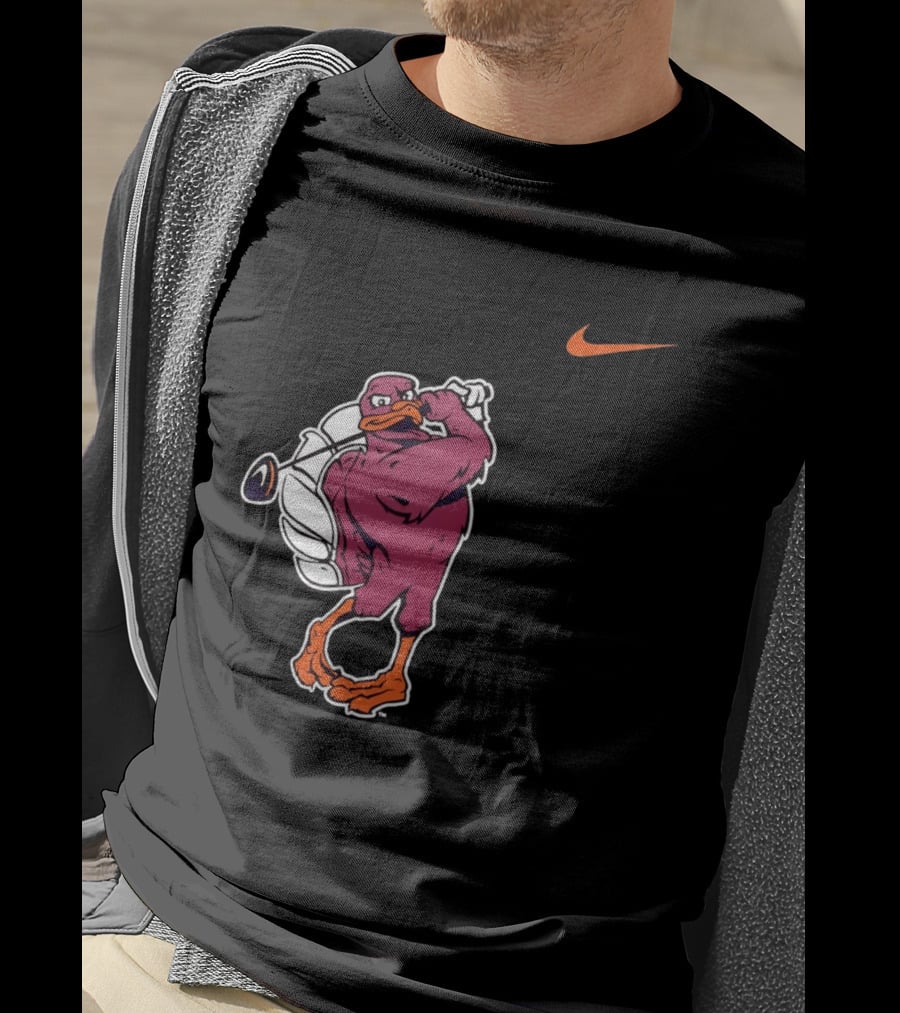 Virginia Tech Hokies Golfing Nike Swoosh Bird T-Shirt