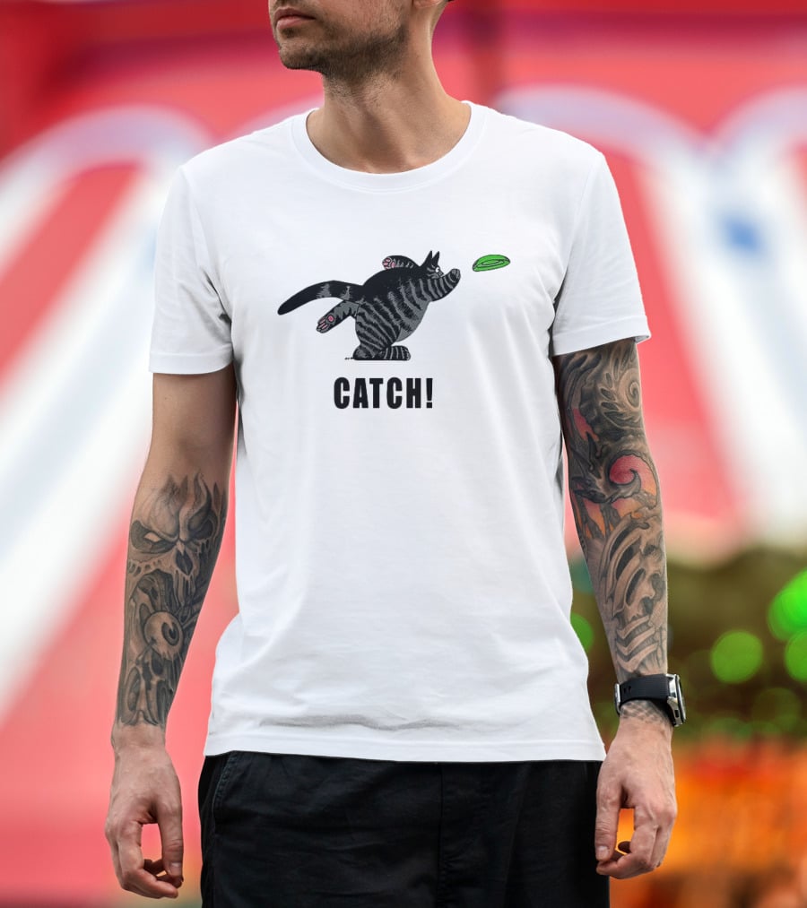 B Kliban Cat Catch Frisbee Playful Humor T-Shirt