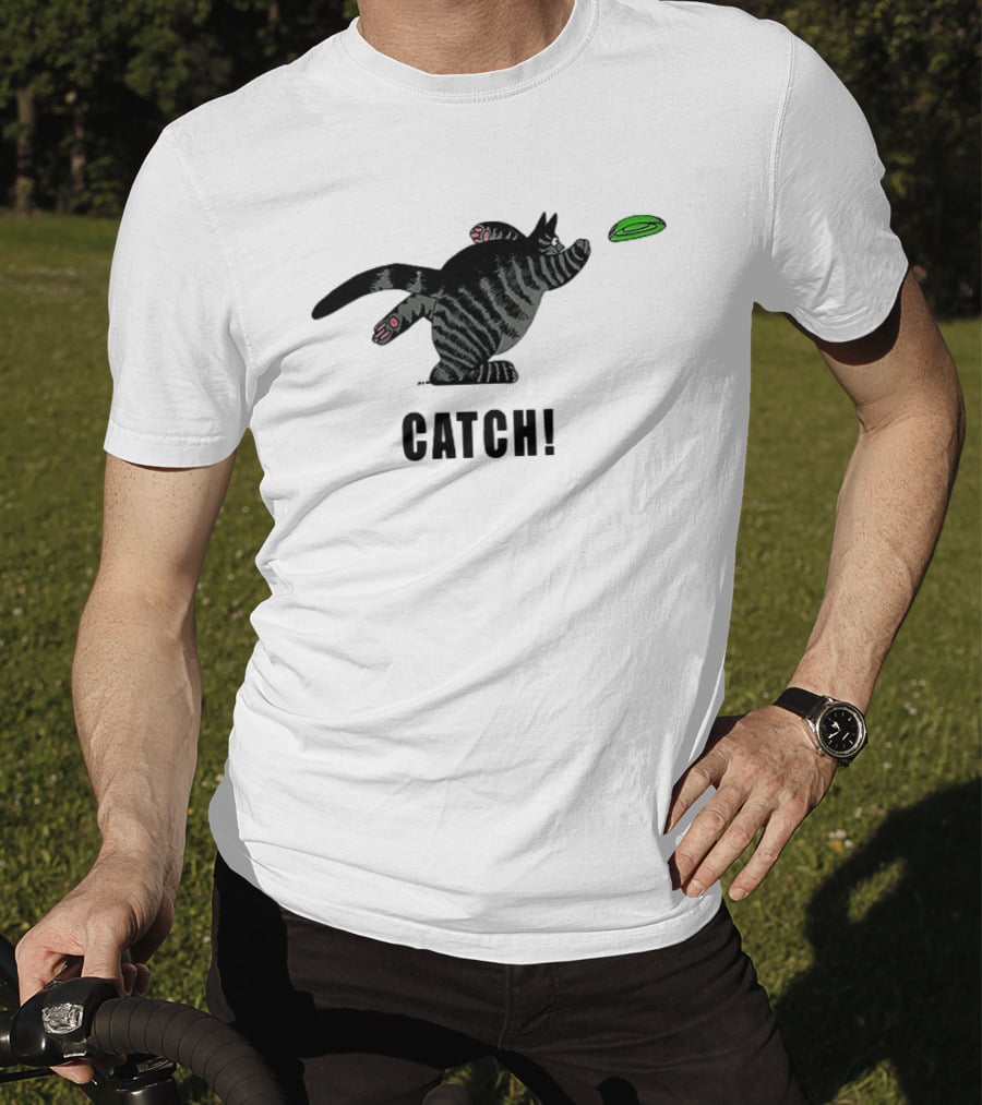 B Kliban Cat Catch Frisbee Playful Humor T-Shirt