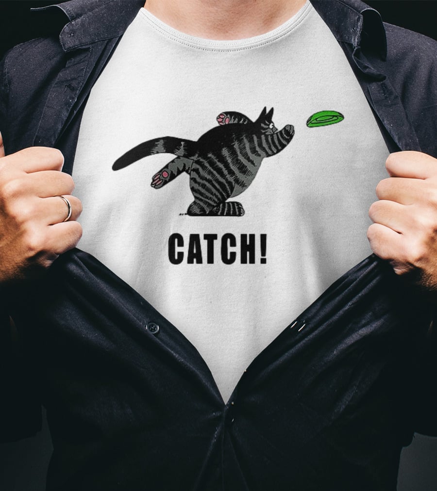B Kliban Cat Catch Frisbee Playful Humor T-Shirt