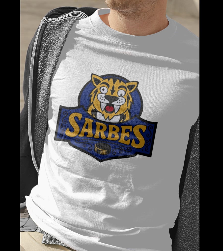 Buffalo Sarbes Hockey Tiger Mascot With Puck T-Shirt
