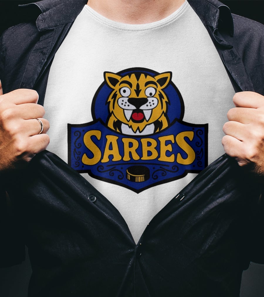Buffalo Sarbes Hockey Tiger Mascot With Puck T-Shirt