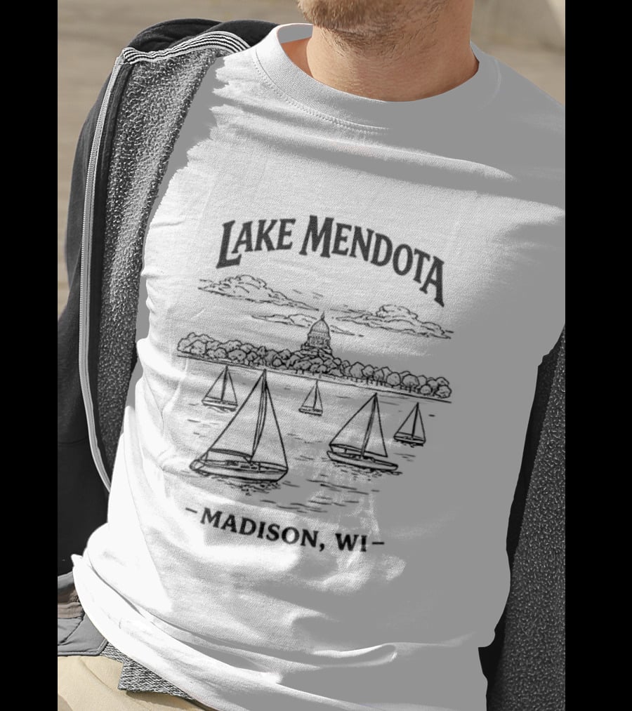 Lake Mendota Madison WI Sailboat Scene T-Shirt