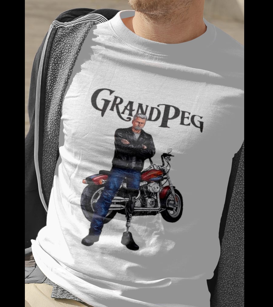 Grand Peg Biker With Motorcycle And Leather Jacket T-Shirt