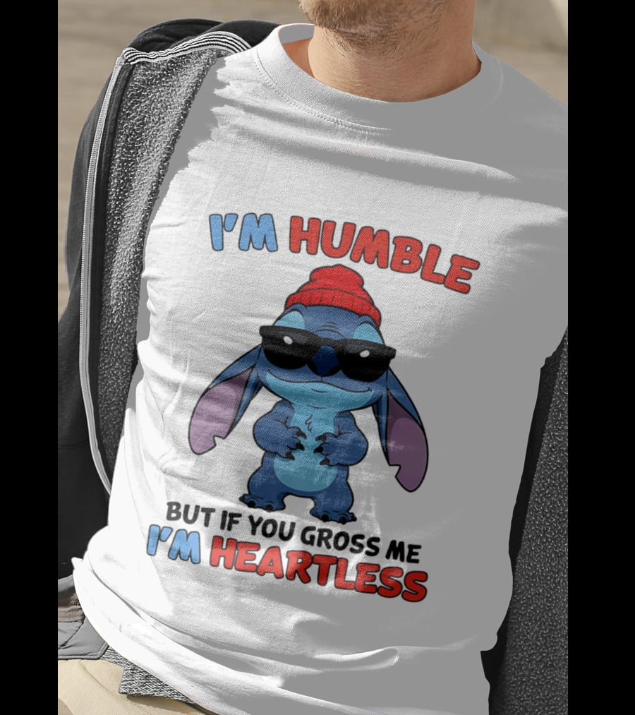 I'm Humble But If You Gross Me I'm Heartless Stitch Sunglasses Red Beanie T-Shirt