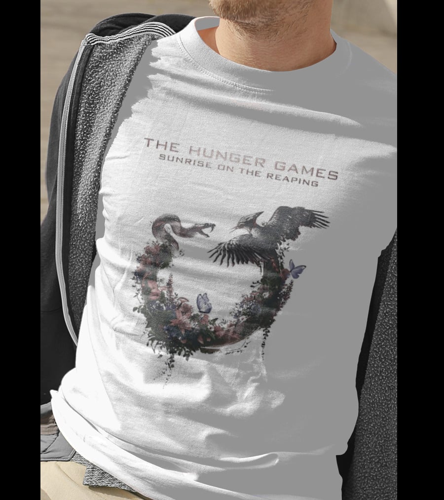 The Hunger Games Sunrise On The Reaping Snake And Bird Wreath T-Shirt