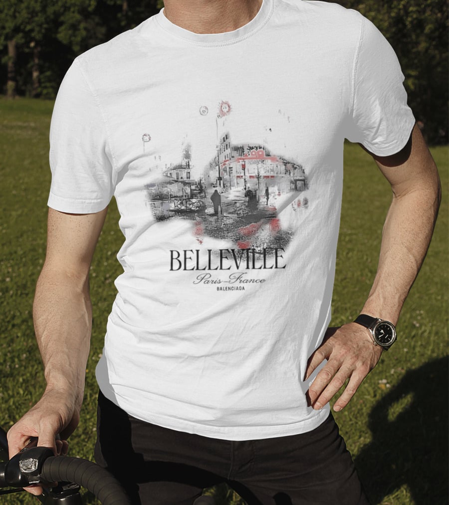 Belleville Paris France Travel Souvenir Vintage Style Depiction T-Shirt