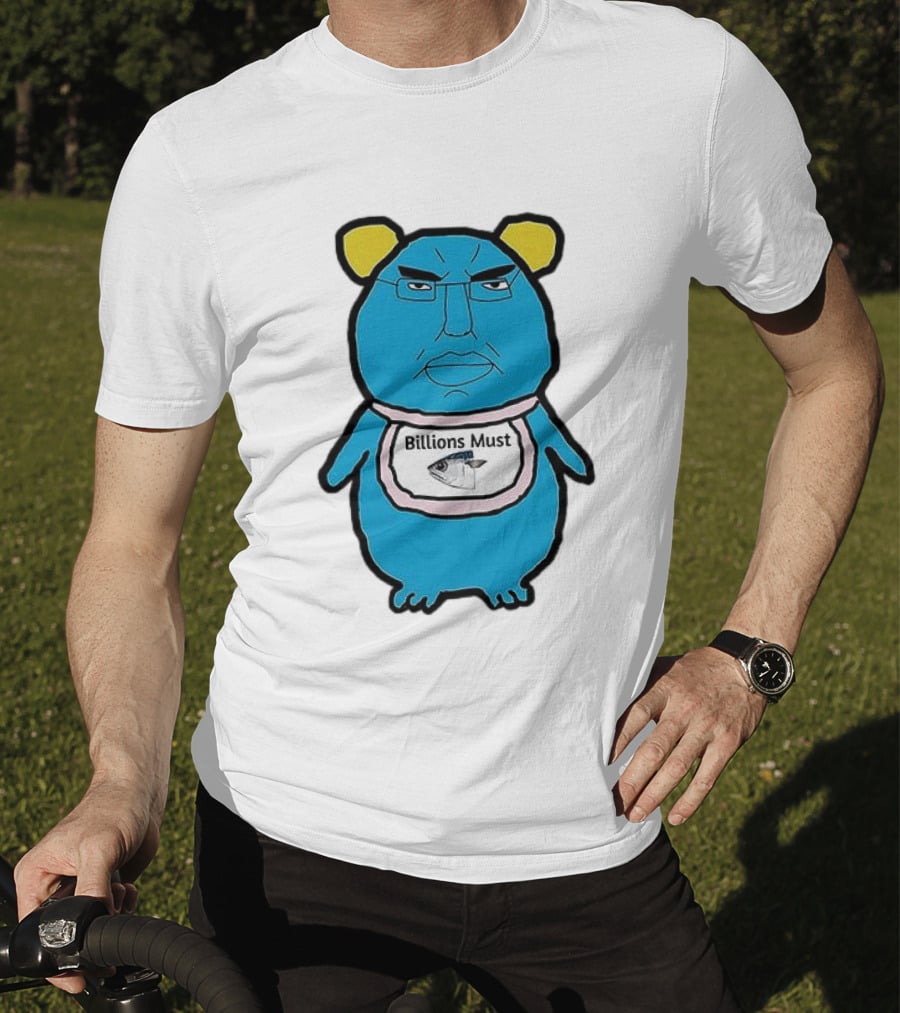 Billions Must Meme Character With Fish Bib T-Shirt