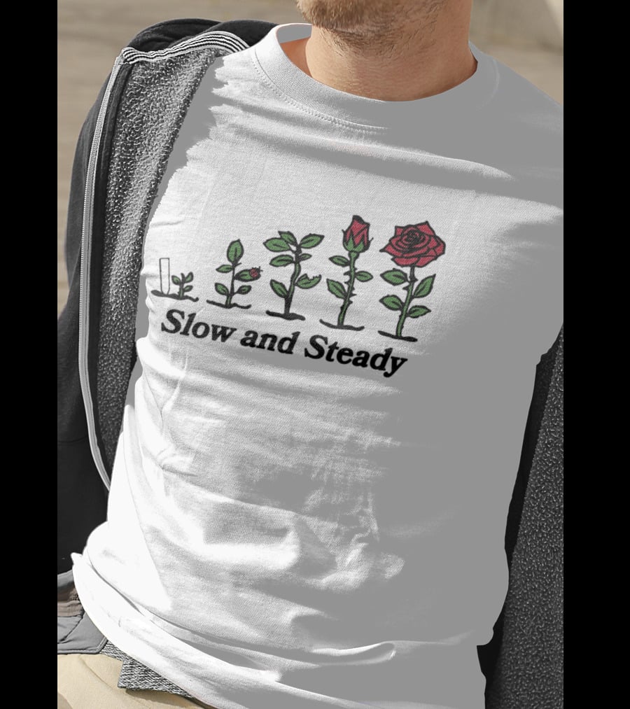 Slow And Steady Rose Growth Progression With Ladybug T-Shirt