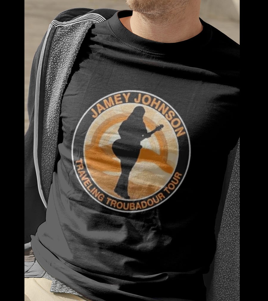 Jamey Johnson Traveling Troubadour Tour Silhouette And Sunset Scene T-Shirt