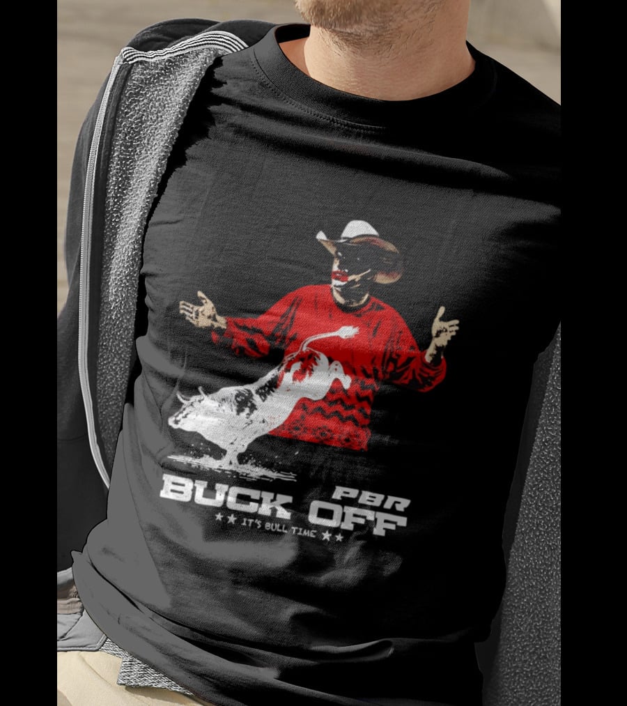 PBR Flint Buck Off It's Bull Time Cowboy Hat Bull Rider Red Sweater T-Shirt