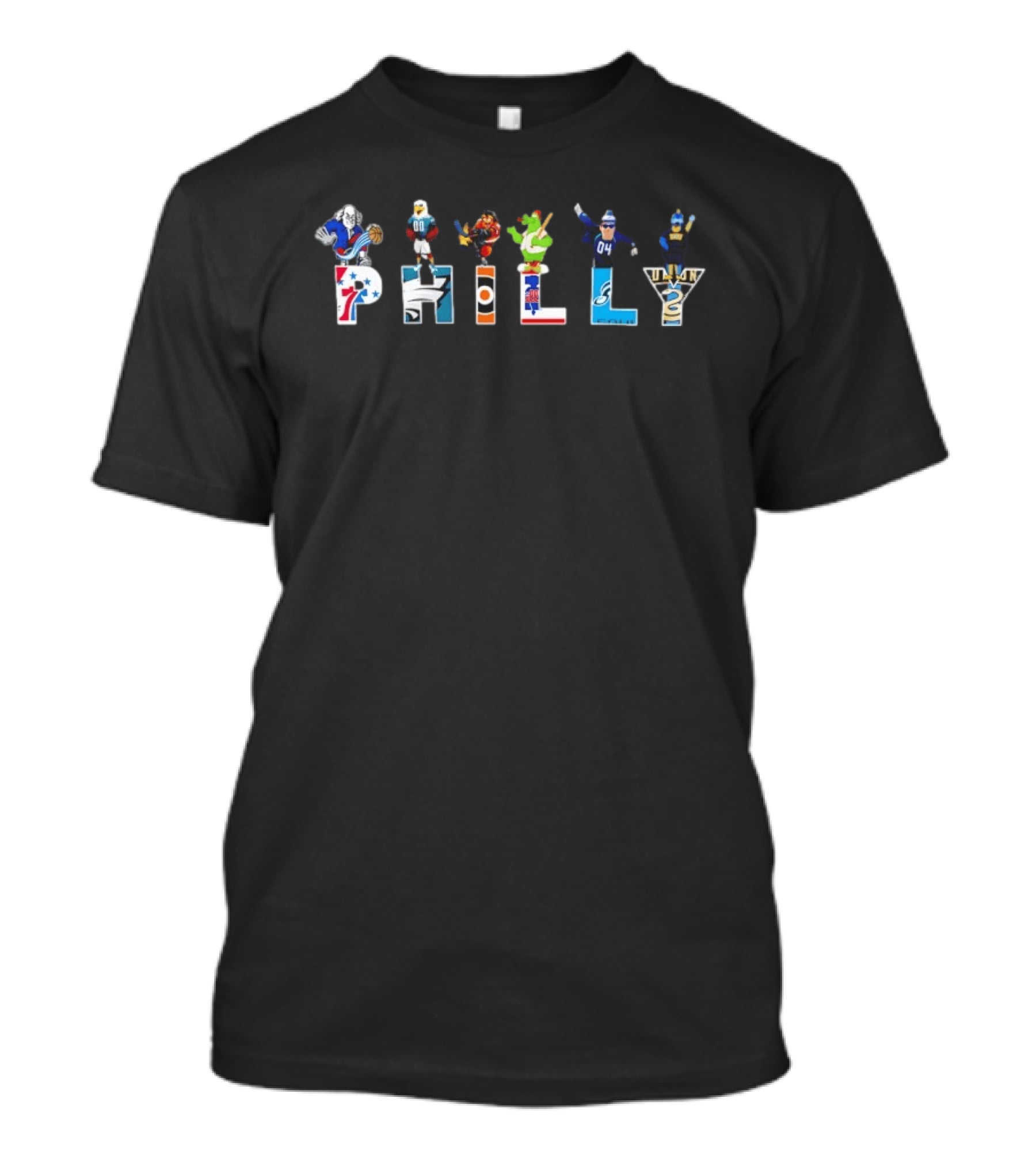 Philly Sports Teams Eagles Phillies Sixers Flyers Mascots 2026 T-Shirt
