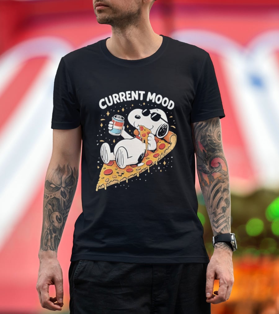 Current Mood Snoopy Relaxing Eating Pizza On A Slice T-Shirt