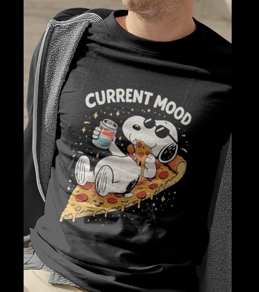 Current Mood Snoopy Relaxing Eating Pizza On A Slice T-Shirt