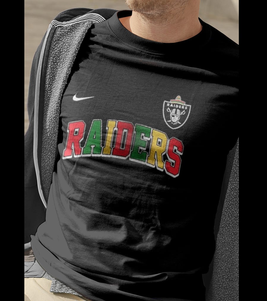 Las Vegas Raiders Cinco De Drinko Bitchachos Skeleton Raiders Text Sombrero T-Shirt