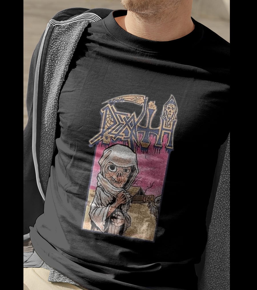 Death Leprosy Album Cover Art Skeleton Monk Desert Scene T-Shirt