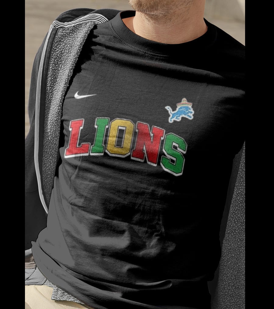 Detroit Lions Cinco De Drinko Bitchachos Sombrero Skeleton T-Shirt