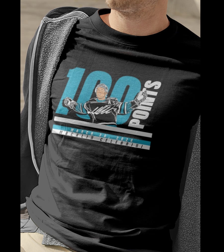 Macklin Celebrini 100 Points San Jose Sharks NHL March 30 2026 T-Shirt