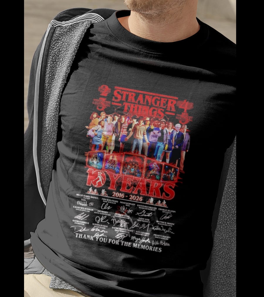 Stranger Things Seasons 2 3 4 5 2016 2026 Anniversary Thank You For The Memories T-Shirt