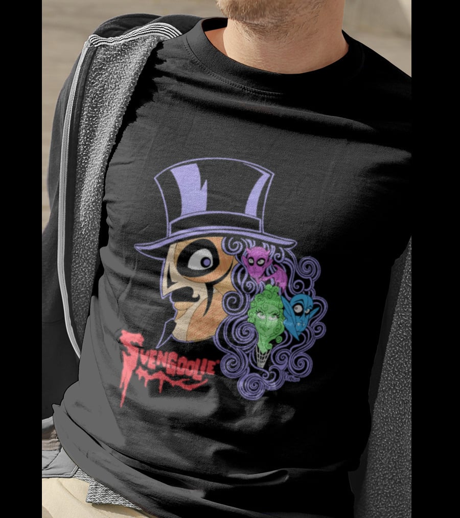 Svengoolie Cartoon Ghoul Faces And Purple Top Hat T-Shirt