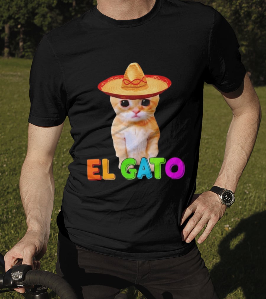 El Gato Cat Sombrero Hat Mexican Fiesta Fun Pet T-Shirt