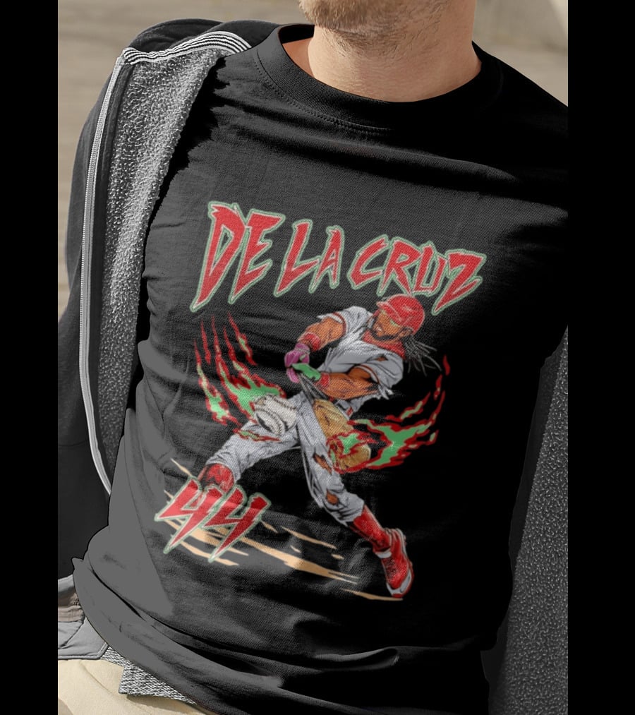Elly De La Cruz 44 Cincinnati Reds Blazing Baseball Player Action T-Shirt